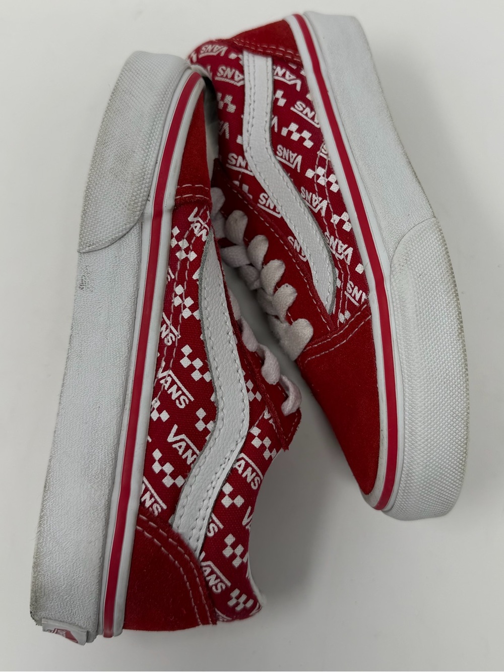 Kids Vans Red Low-Top Skate Sneakers Sz. 11 - Picture 6 of 10
